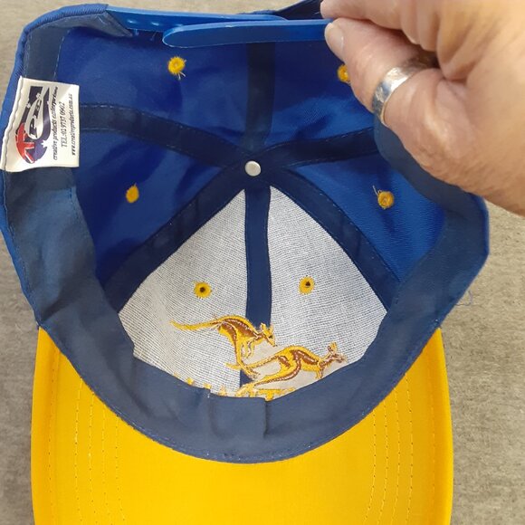 Australia Cap Kangaroo Blue Yellow Polyester Adjustable Strap OSFM - Picture 2 of 8